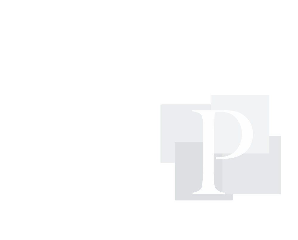 The image displays a white background with a logo consisting of a stylized letter 'P' inside a square, which appears to be a monogram or emblem, possibly representing a brand or organization.